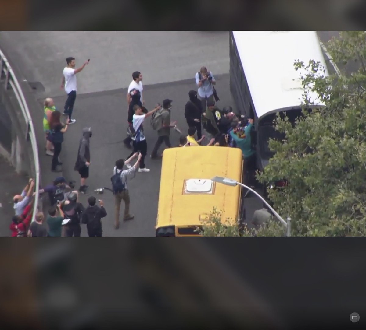 Antifa attacks people on a bus, hits then with hammers - no police