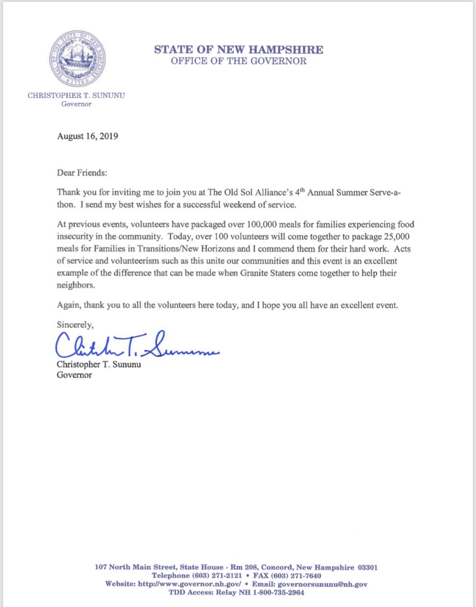 Thanks to <a href="/GovChrisSununu/">Chris Sununu</a> for marking our 4th Annual Summer Serve-a-thon mealpackaging marathon for local families experiencing food insecurity. This year, 100+ volunteers assembled 25,000 meals, which will be distributed by Families In Transition/New Horizons. #MoreThanMusicFest