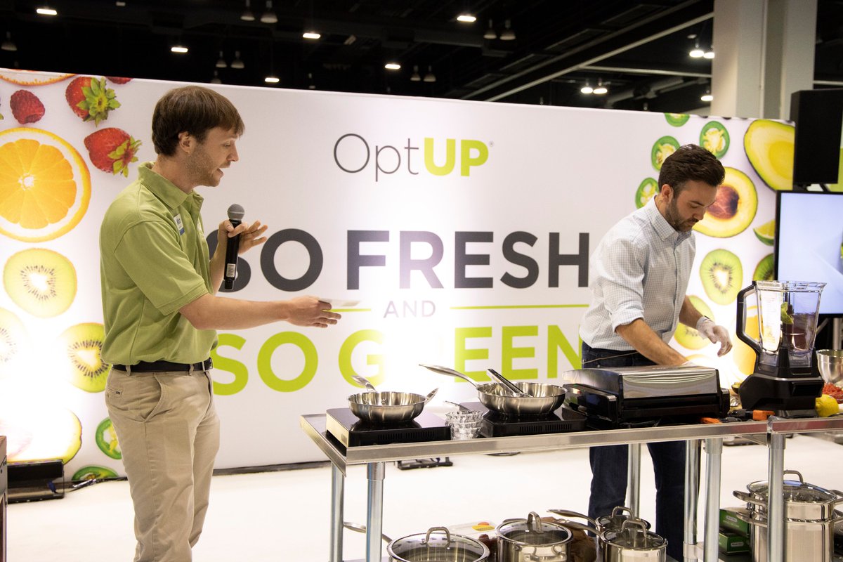 thewellnessexp1's tweet photo. The #OptUp booth has been high energy all day. Here’s a snapshot of their Cooking Demo this afternoon! #WYWFDenver https://t.co/VfKbOXaUlE