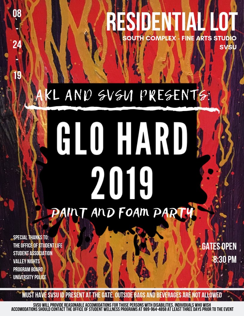 ONE WEEK until the biggest event of welcome weekend! 

Together with Student Life, Student Association, Valley Nights &amp; Program Board, Alpha Kappa Lambda brings you the 3rd annual Glo-Hard Paint and Foam Party! 

Stay tuned for over the next week for what’s to come 👀