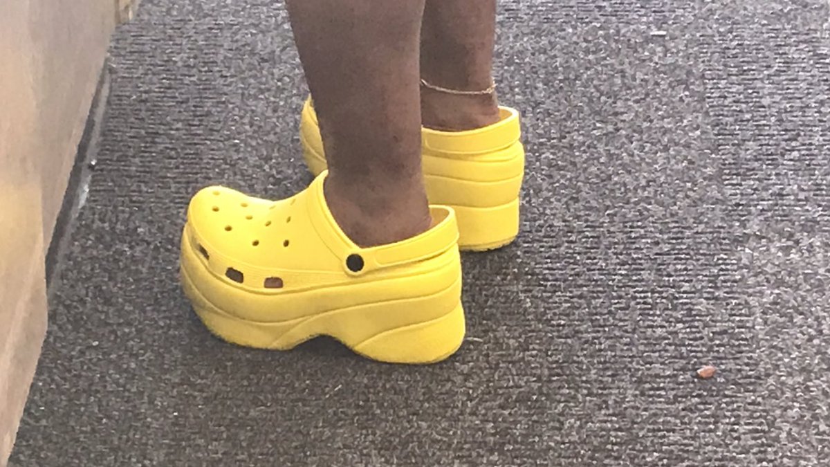 platform yellow crocs