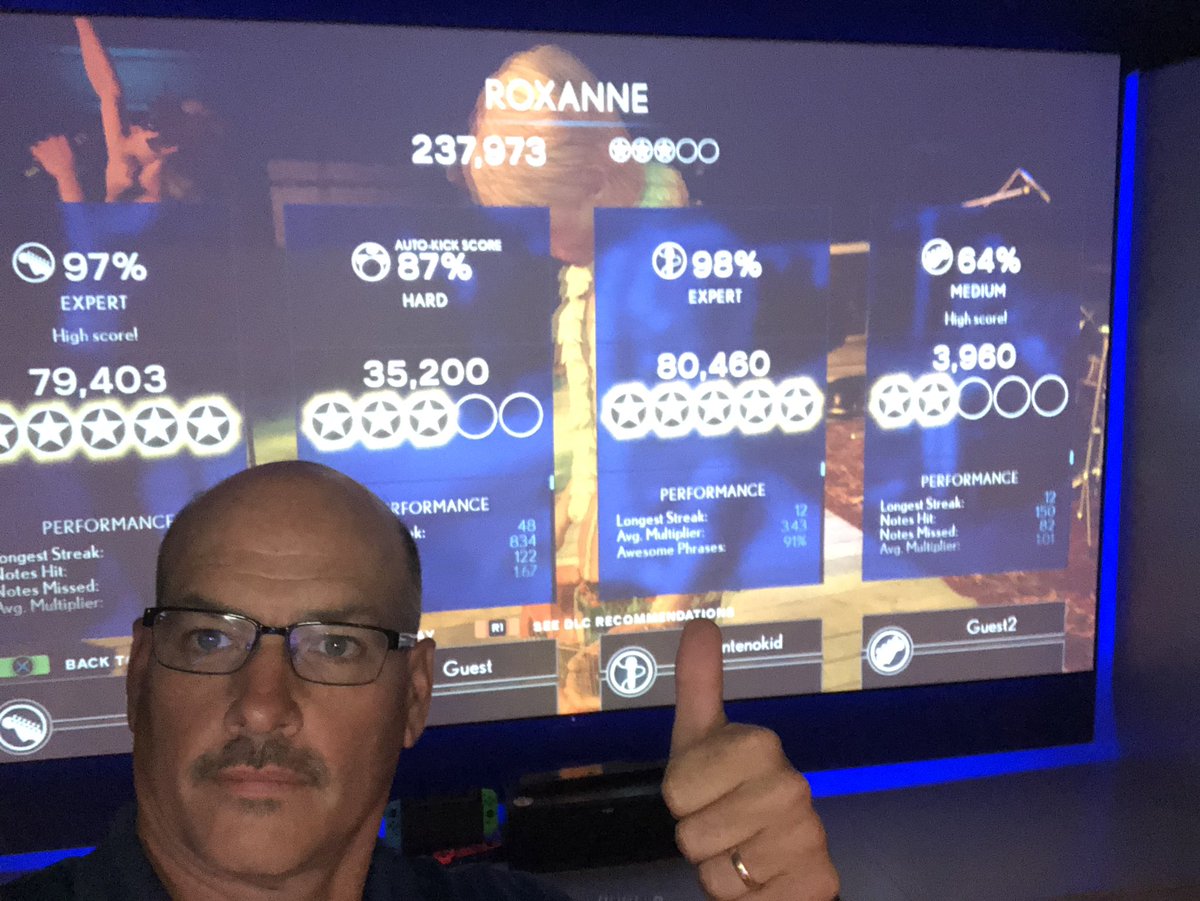 bobsthumb's tweet photo. Flexing my pipes singing Roxanne on Rock Band. 98% not bad https://t.co/ZLUmeylOAj