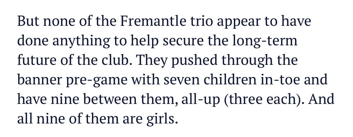 outersanctum01's tweet photo. In The Age today. What a way to describe the children of Walters, Ballantyne and Sandilands. Let’s not forget the fact that @freodockers have an AFLW team but even if they didn’t this kind of statement devalues girls and women, and erases them from the game. https://t.co/Xloyz6s2Pb