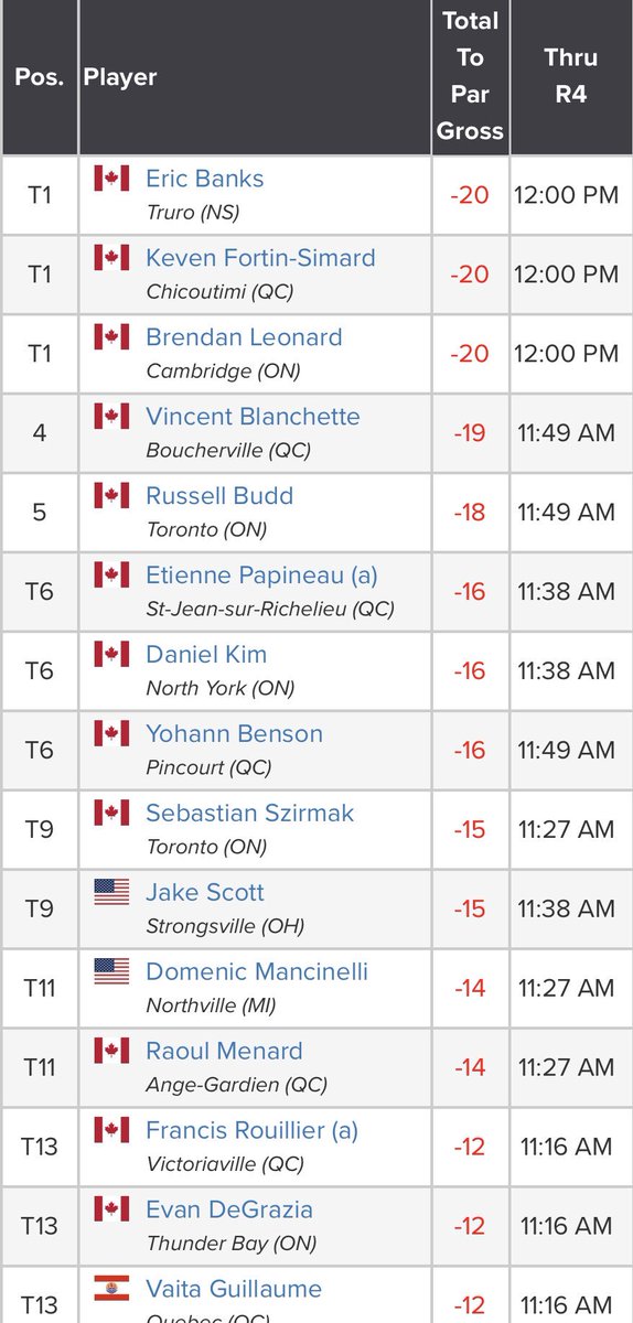 GolfLaurier's tweet photo. Consultez les heures de départ de la ronde finale de la 7e édition de la Coupe Canada Sani Marc - Desjardins qui aura lieu ce dimanche 18 août @ClubdeGolfVicto #AdmissionGratuite #DirectionGolfVicto

https://t.co/YeTYLG6h7r https://t.co/nuA9gDW8wu