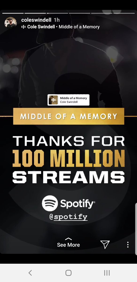 jenredman2383's tweet photo. Congratulations! @coleswindell #MiddleOfAMemory #100million Love this song...it has always been a favorite of mine! ❤ https://t.co/y2gCYTOpTn