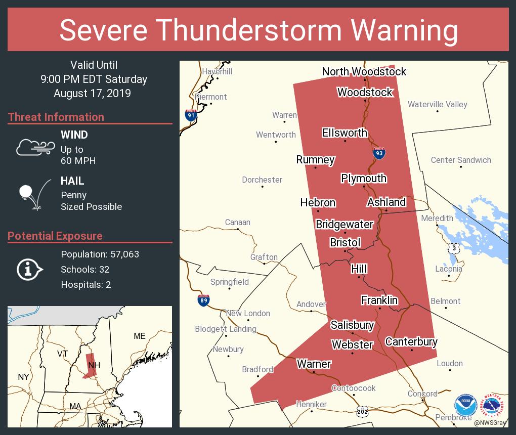 Severe Thunderstorm Warning continues for Franklin NH, Plymouth NH, Tilton Northfield NH until 9:00 PM EDT
