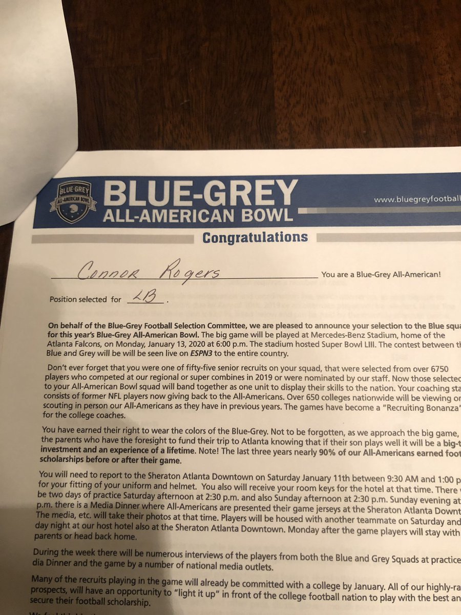 connor_rog12's tweet photo. Blessed to be a first round pick for the blue-grey all American game on January 13! https://t.co/rTyKCqV0eu