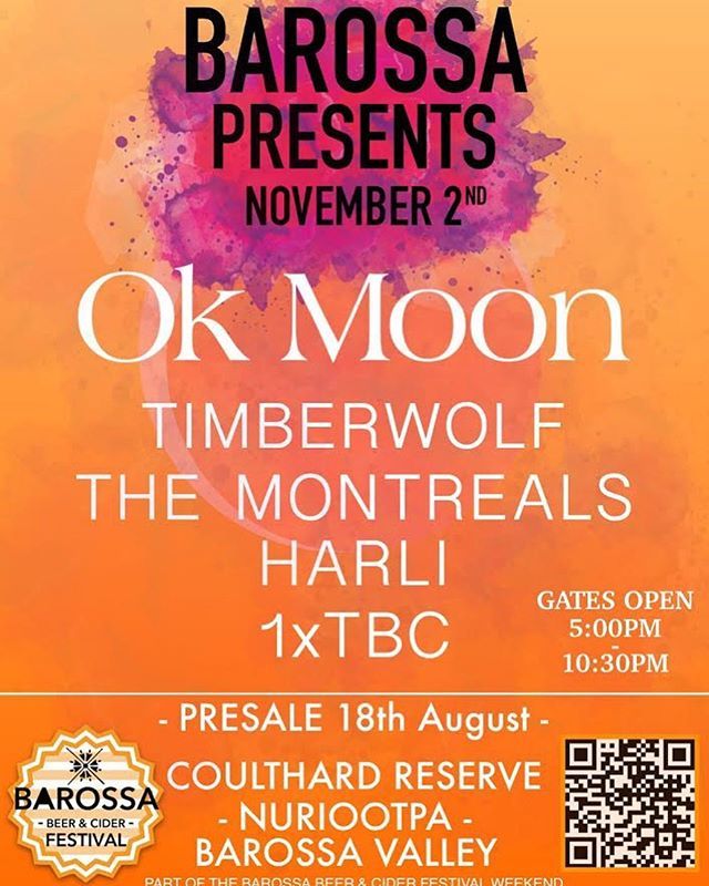 Heading to Adelaide to play at @barossa_beer_and_cider_fest with <a href="/okmoonmusic/">Ok Moon</a> later this year! 
Pre-sale tickets are available now! ift.tt/2KQ3O4w ift.tt/2MmHuCI