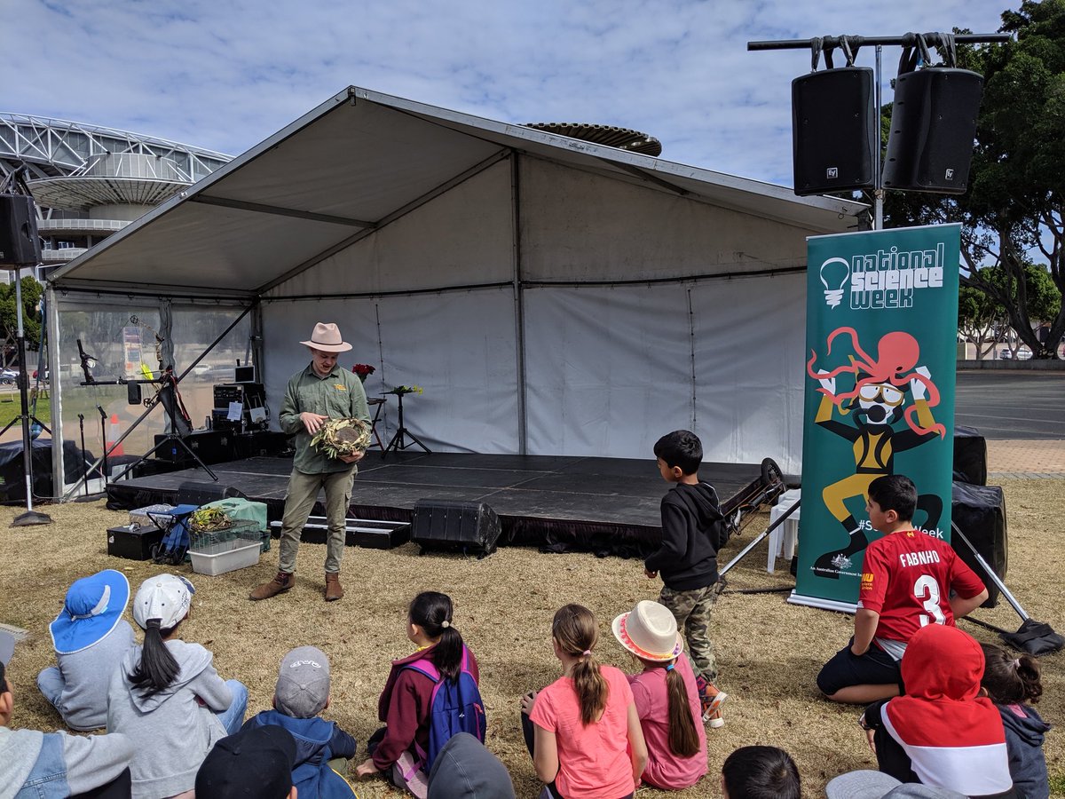 Zach from Australian Wildlife Displays and Blossom the Possum kicking off the stage program at #InnovationGames <a href="/sydolympicpark/">Sydney Olympic Park</a> . #ScienceWeek <a href="/Aus_ScienceWeek/">NationalScienceWeek</a>