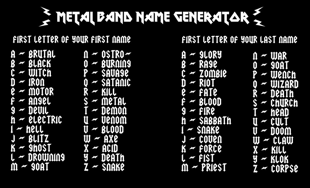 ارتياح خزان كتيب metal band name generator pumptrolleycomedy com. 