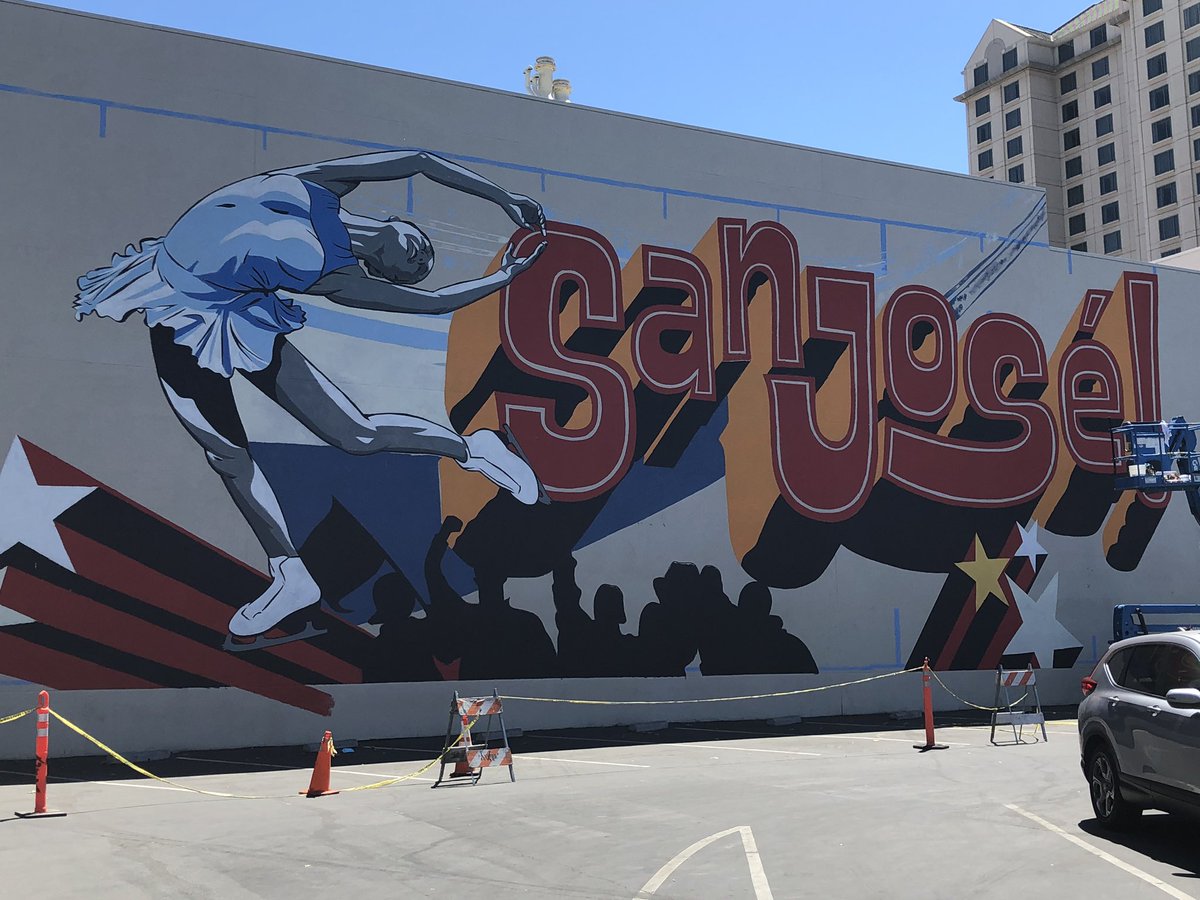 This new mural on San Fernando Street is coming together nicely. It’s expected to be finished before <a href="/SAPCenter/">SAP Center</a>’s 25th anniversary fest in September. #SanJose #mural