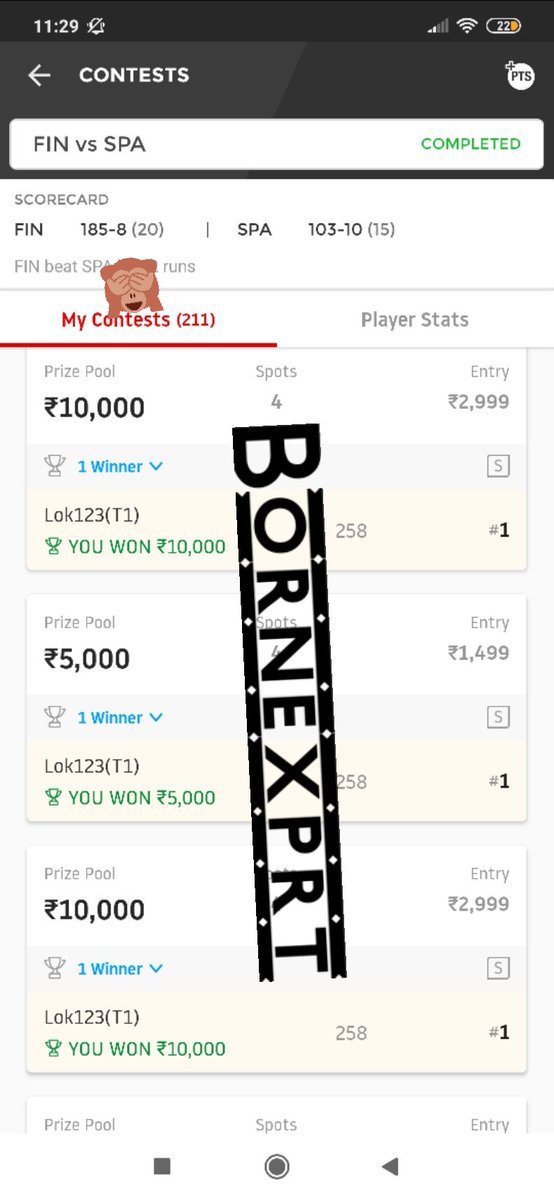 Lokendr_123's tweet photo. You were born to win, but to be a winner, you must plan to win, prepare to win, and expect to win😍... Win 50 membar 25😊 membar with huge difference ❤️ Cs in sl invest 2.40 back 7.50 😊 thank you all group members #BornExperts #Dream11 #FINvSPA https://t.co/6CnKoS1GLe