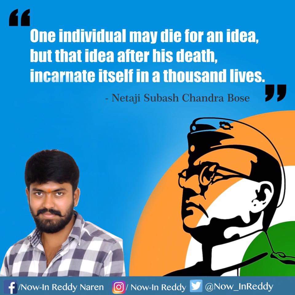 Now_InReddy's tweet photo. Heartfelt tribute n salute to revolutionary freedom fighter Netaji #subhashchandrabose on his punyatithi💐🙏
A true INDIAN n SOLDIER 🇮🇳
Let truth come out, people do want to know more about Netaji's disappearance in India's freedom history #FindingNetaji #subhashchandrabose https://t.co/Z5oeOPcIgE