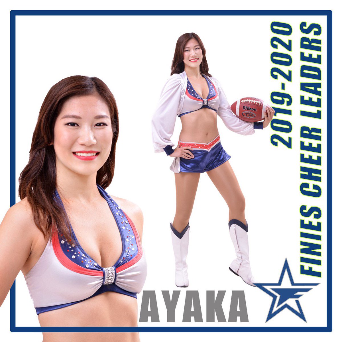 🏈2019 メンバー紹介①🏈
秋シーズンを活動する14名を順に紹介していきます💓
試合中の『アピールポイント』も合わせてご覧ください👀❤️

☆MEI
『一緒に応援したくなるようなスマイルを届けます！』

☆AYAKA
『ひときわ輝く笑顔とパワフルなパフォーマンスでスタンドの皆様を惹きつけます！』