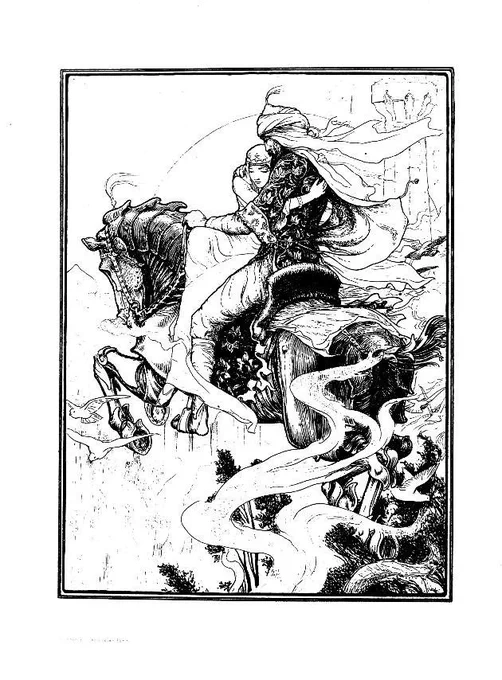 John D. Batten (1860 – 1932)のなんだか色っぽいイラスト。
1895年のアラビアンナイトのおとぎ話本から。 