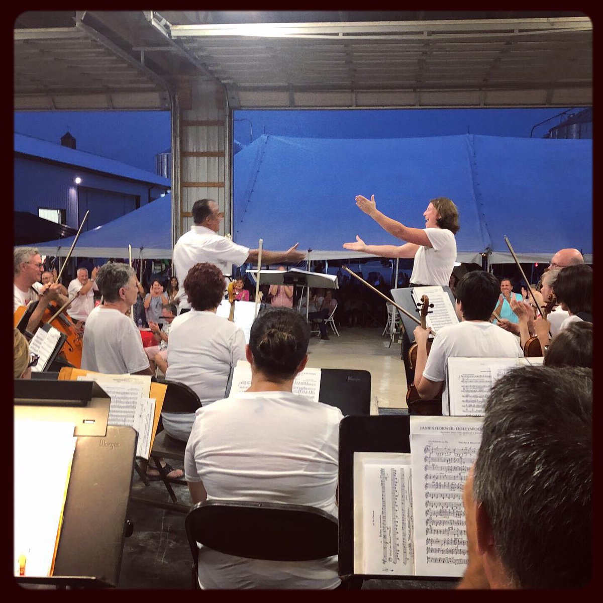 CohBrassBand's tweet photo. Well done, Jess & Jaime! The COS Maestro received a standing ovation from the audience for his fantastic rendition of “The Blue Bells of Scotland.” His performance of Astor Piazzola’s “Oblivion” was beautiful as well! #jaimemoralesmatos #benefitinthebarn #delawarefarmbureau https://t.co/ZU1gD3kQUj