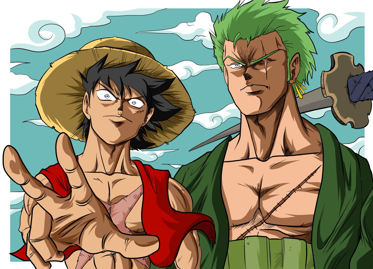 Go Paoz Comms Closed Finished Luffy And Zoro From The Mugiwara Crew I M Loving Op To Death Really Rt Likes And Follows Are Greatly Appreciated Love Y All Onepiece Luffy Zoro