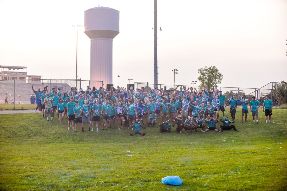 TaborCollege's tweet photo. Thanks to our Student Activities Board, Freshmen slid into the weekend (after a long day of service and orientation) with a color and shaving cream fight and a slip and slide! 

#tc2023 #freshmenorientationweekend https://t.co/6NopB9ruIs