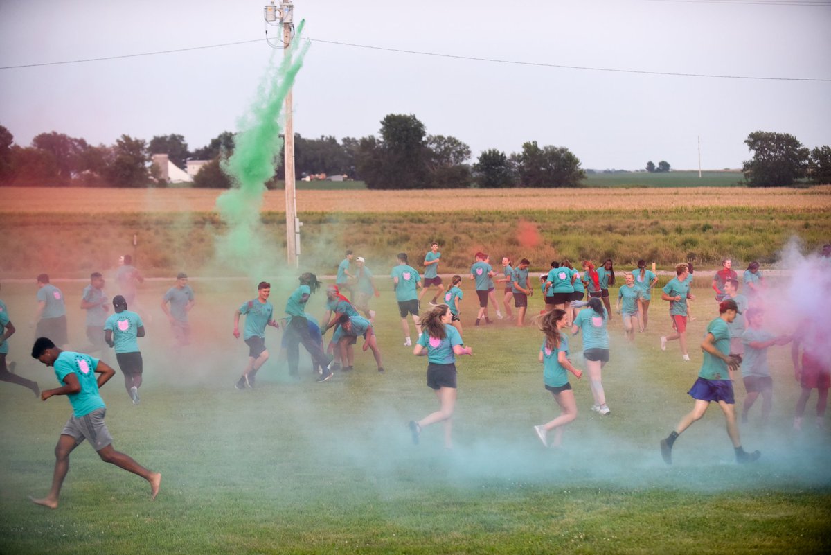 TaborCollege's tweet photo. Thanks to our Student Activities Board, Freshmen slid into the weekend (after a long day of service and orientation) with a color and shaving cream fight and a slip and slide! 

#tc2023 #freshmenorientationweekend https://t.co/6NopB9ruIs