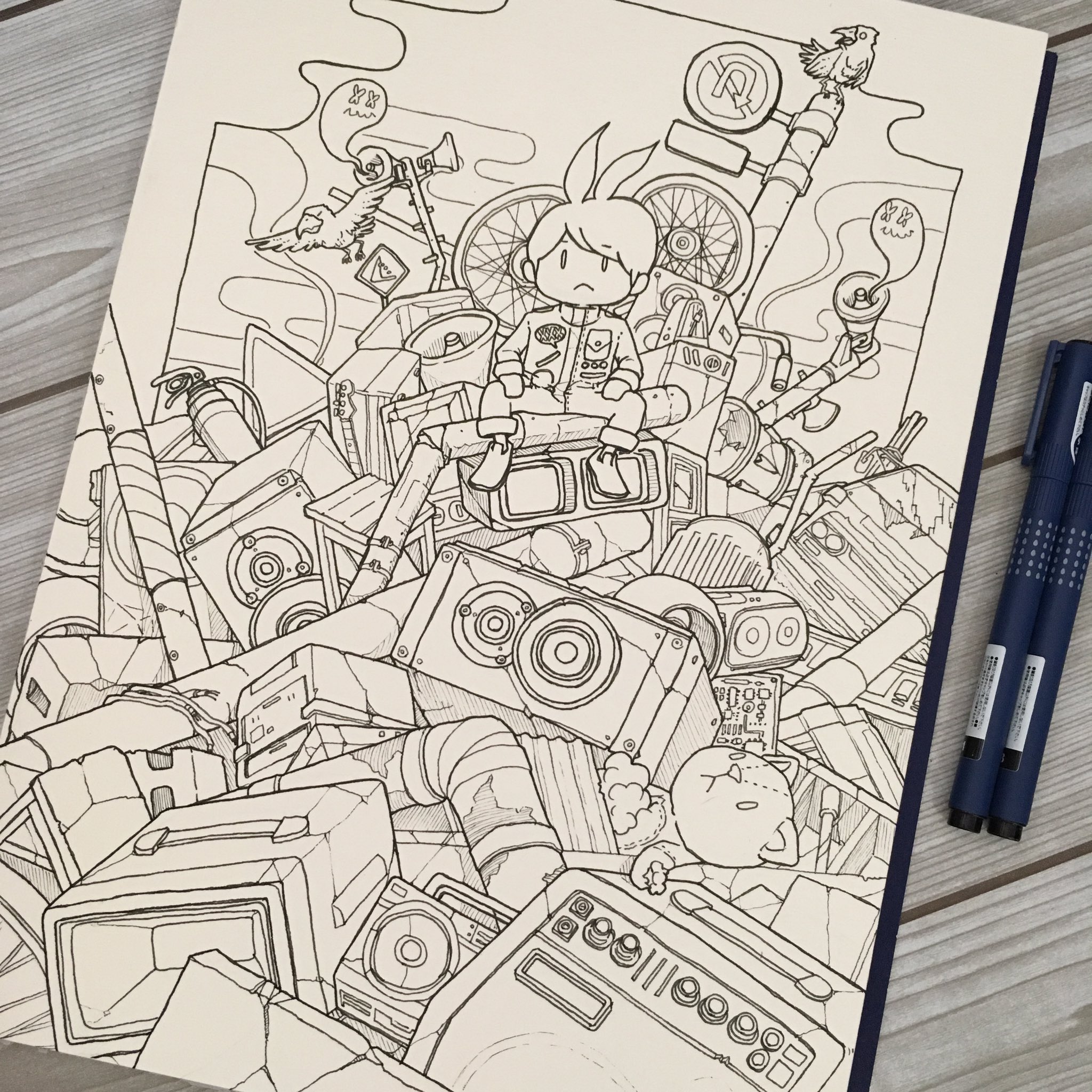 Ncf Nutcase Factory ゴミ山 スピーカー 信号 標識 イラスト キャラクター Illustration Character Design Artwork Cartoon Draw Drawing T Co Nsjpwbtery Twitter