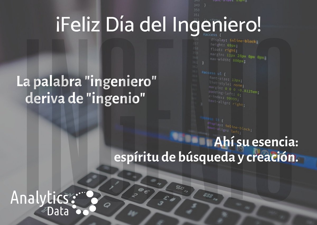 AnalyticsDataCo's tweet image. Feliz día a todos los ingenieros e ingenieras. Talentosos, creativos e innovadores. 👩🏽💼👨💻 #DiaDelingeniero #Tecnologia #AnalyticsData
