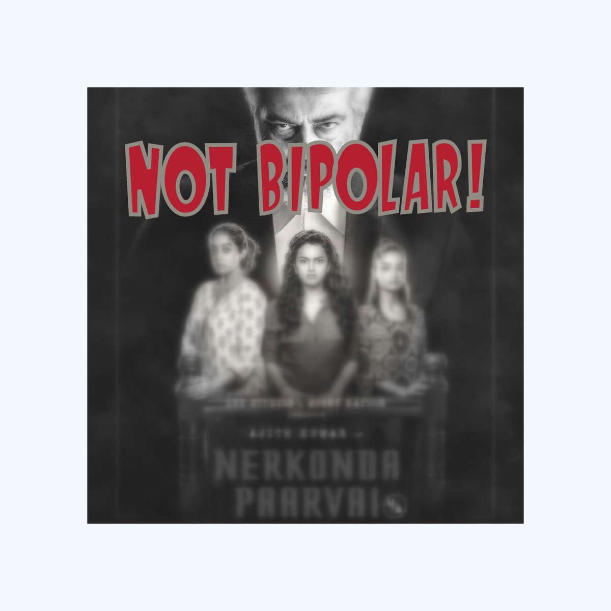vjayakumar's tweet photo. I watched #Nerkondapaarvai because of this petition :
https://t.co/fH9NPcvOQf
The depiction of #bipolar disorder in @NerkondaPaarvai is fictitious - it bears no resemblance to any known #Mentalhealth condition. Pls drop scene where term is used @BoneyKapoor .
#MythInformation https://t.co/3qlbcpn6wA