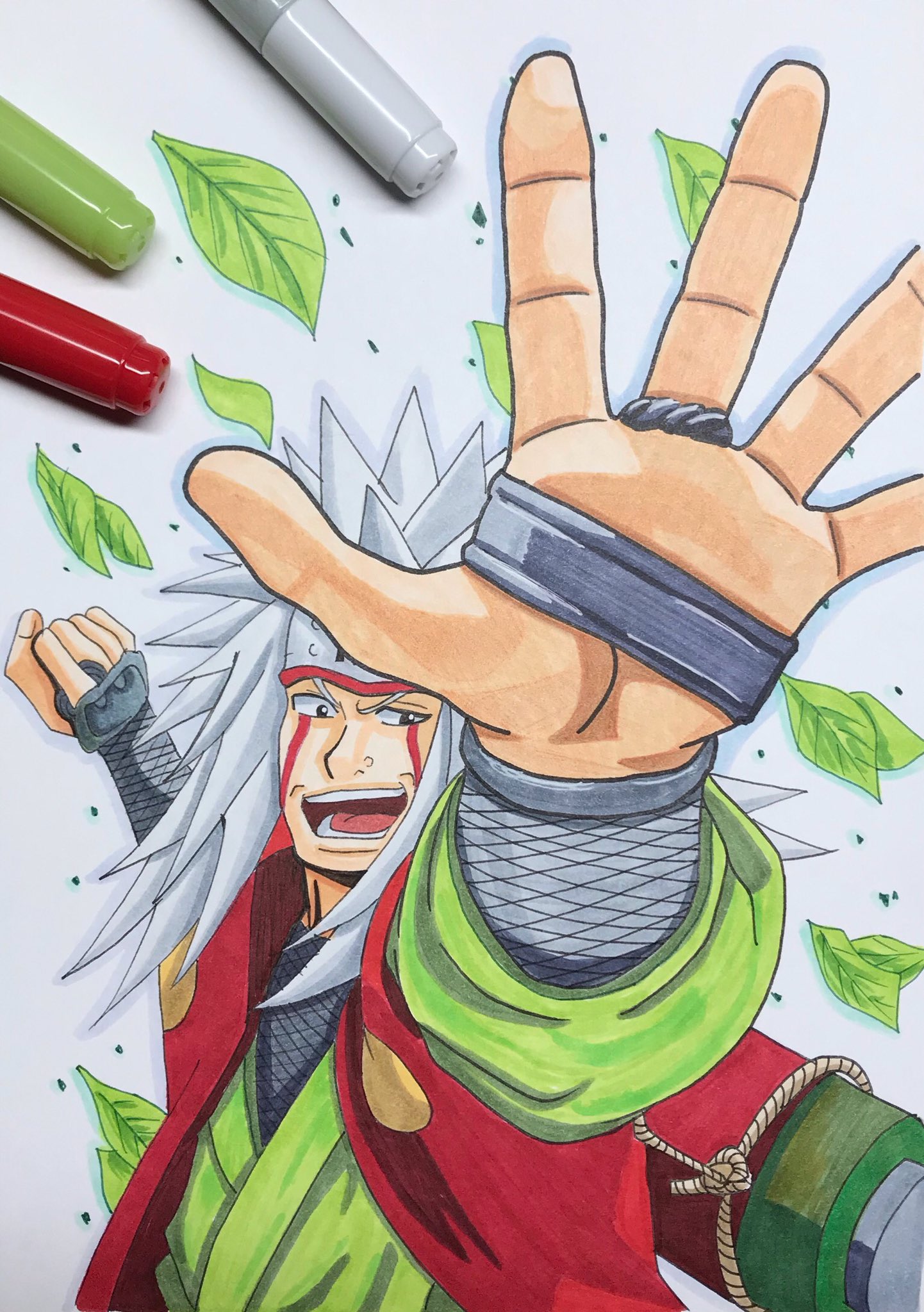 黒豆 ドドン と自来也 Naruto ナルト 三忍 自来也 アナログ イラスト 模写 Copic Illustration T Co Yuanjlxyxm Twitter