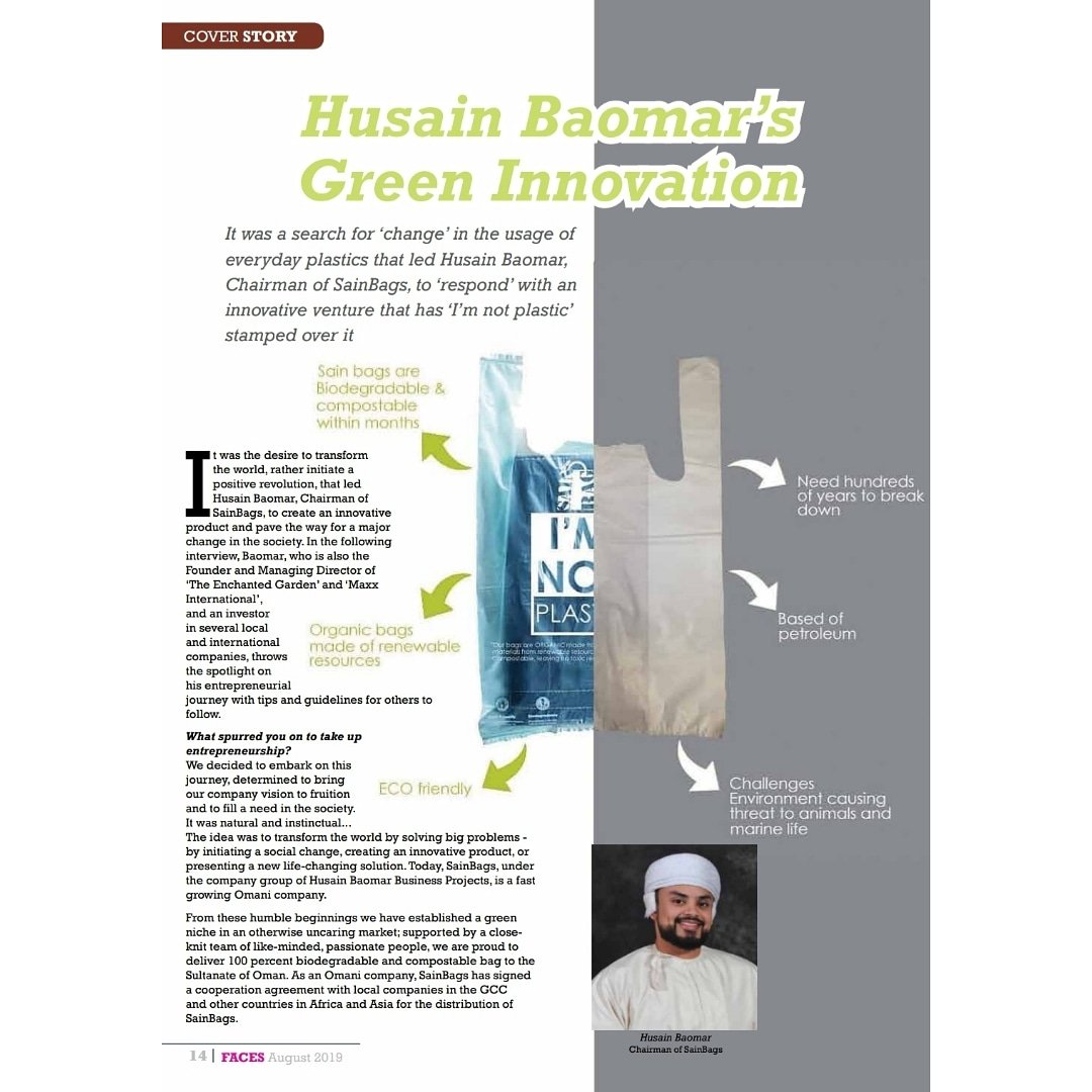 Thanks a million to @faces_oman for the amazing interview and for featuring the cover story of @sainbags #innovation #businessowner #businessman #business #interviewmagazine #interviews #interview #facesoman