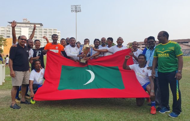 alisuzain's tweet photo. Congratulations Soccer Veterans Association on winning Global Veterans Tournament 2019, proud moment for Maldives Football 🇲🇻 https://t.co/lhmMeNZf58