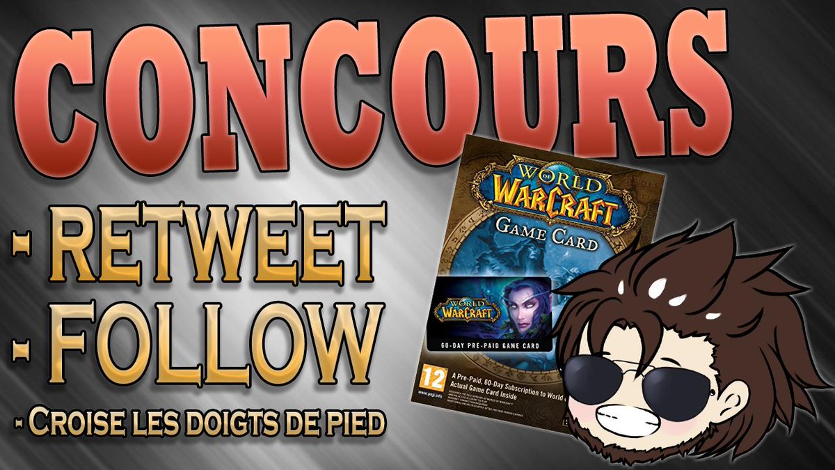 Nalfeiinn's tweet photo. ❗️CONCOURS❗️

Bonjour !
Nous sommes plus de 13'000 sur la chaîne et, pour fêter ça, je vous fais gagner DEUX MOIS D'ABONNEMENT à ce doux jeu qu'est World of Warcraft !

Pour participer :
✔️Follow-moi
🔁Retweet ce tweet

T.A.S le 25/08

Bonne chance à tous et merci pour tout 💚 https://t.co/fzsDaPO1BF
