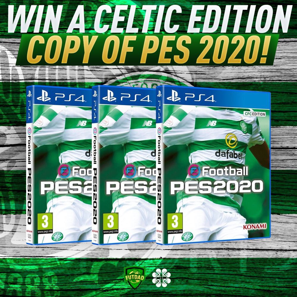 Excited to announce that I have 2 copies of #PES2020 <a href="/officialpes/">officialPES - Inactive</a> Celtic Edition on PS4 to give away courtesy of <a href="/CelticFCEsports/">Celtic FC Esports</a>!

To enter simply do the following

Retweet 🔁 + Follow <a href="/CelticFCEsports/">Celtic FC Esports</a> 

Winners announced 8th Sept 6pm BST 

Good luck 👍 

store.celticfc.net/pes-2020-celti…