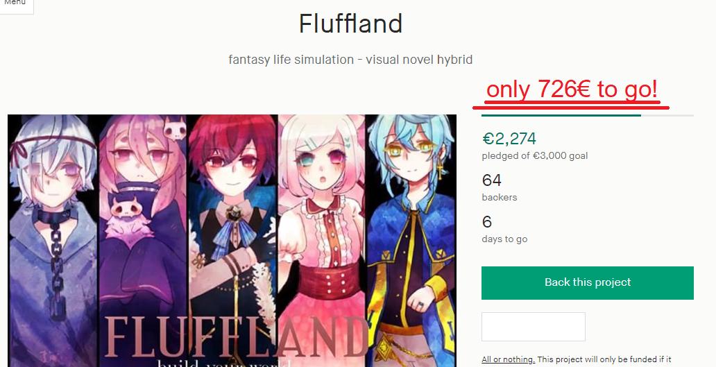 fluffness02's tweet image. Just 6 days, 726€ to get Fluffland fully funded! 
A big thank you to everyone who supported us so far. Let's do this home stretch! Please help us spread the word!

kickstarter.com/projects/fluff…

#visualnovel #indiedev #SpreadTheWord