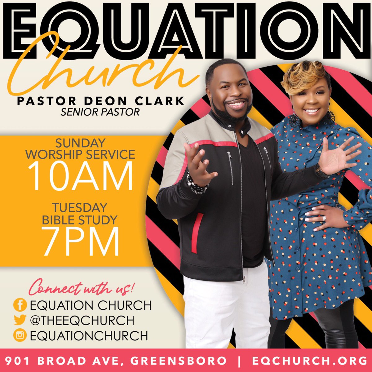 TheEQChurch's tweet photo. Make your way this morning to EQUATION‼️ We want to see you there‼️ #joinus #gettheansweryouwerelookingfor #comeexperienceEQ #EQ #EQnation #PDC #PastorDeonClark #LadyJennifer https://t.co/XmiEIwTPoT