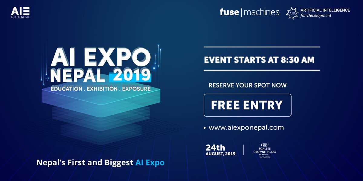 aiexponepal's tweet photo. #AIExpoNepal2019🇳🇵 will be a platform that fosters active collaboration between experts and learners from industry and academia. Don't miss out on this opportunity!

Sign up for free registration: https://t.co/xeSLvidS1C

#AIExpoNepal #ArtificialIntelligence #AI #EventsToAttend https://t.co/ftWSEvQcLo