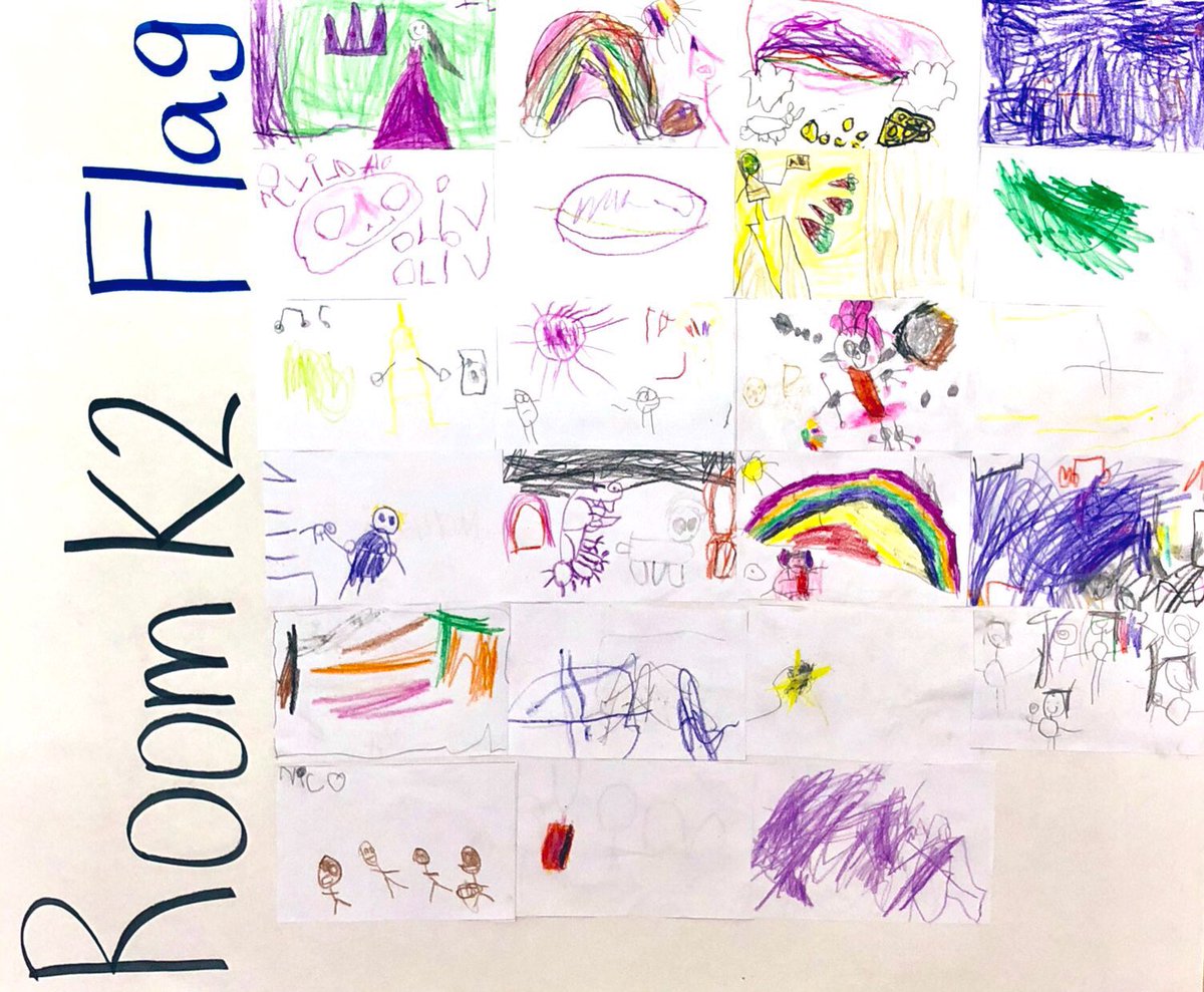ryan_kurada's tweet photo. Our #classflag is complete! This was assembled from personal class flags each student drew earlier in the week. This flag represents each member of our #classroomcommunity and will be proudly displayed. https://t.co/d2F5KdN7uL