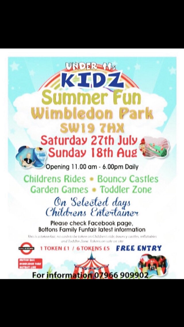 BottonsFun's tweet photo. It’s our last day of #Summer #Kidzfun in #Wimbledonpark come and join us, we are open 11am-6pm, #SW20muns #SW19mums #SW18mums #SW17mums #SW16mums #SW15mums #parklife #Familytime #Happydays https://t.co/xMw8fId0F0