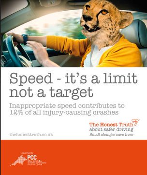 Did you know inappropriate speed contributes to 12% of injury-causing crashes? Speed - It's a limit, not a target. #HonestTruthUK #SmallChangesSaveLives