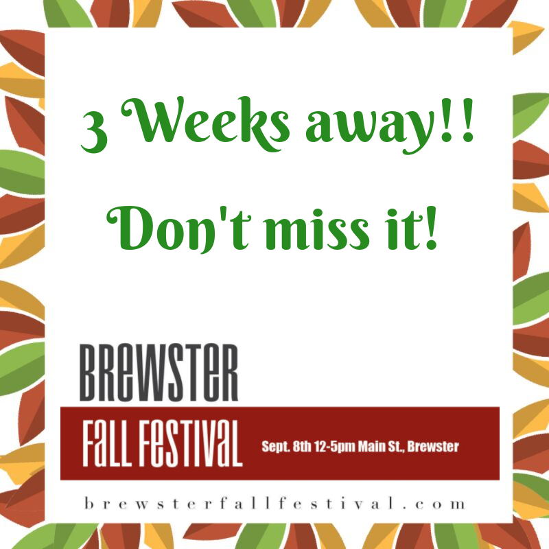 Only 3 Weeks until the 2019 Brewster Fall Festival! 🍁Save the date for the biggest community event in #Brewster ~ Sept 8 from noon - 5pm!
<a href="/CulturalArtsCo/">Cultural Arts Co.</a>
