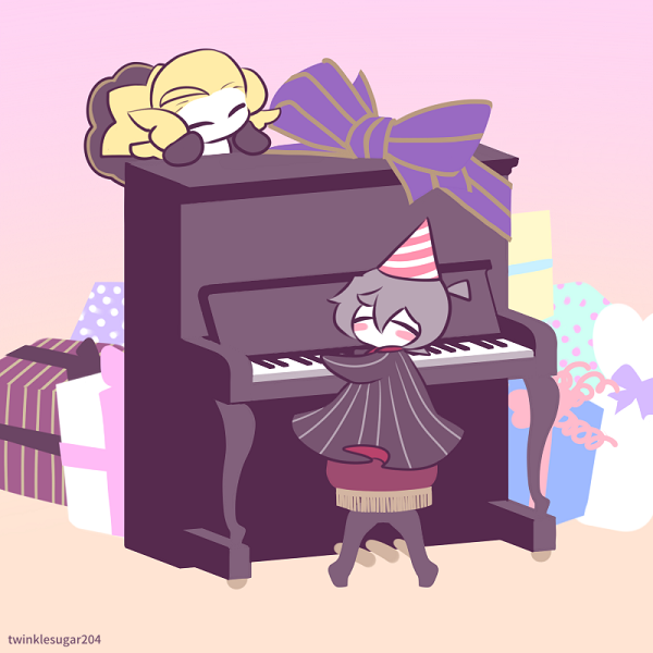 instrument piano hat closed eyes gift 1boy party hat  illustration images