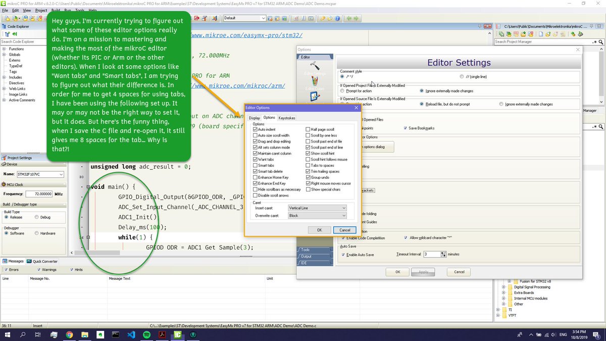 TheN3rdSquad's tweet image. To those that have been using the mikroC editor for longer than I have. I have a question. How do I properly set up my editor environment? #mikroelektronika #arm #mikroC #editor #options