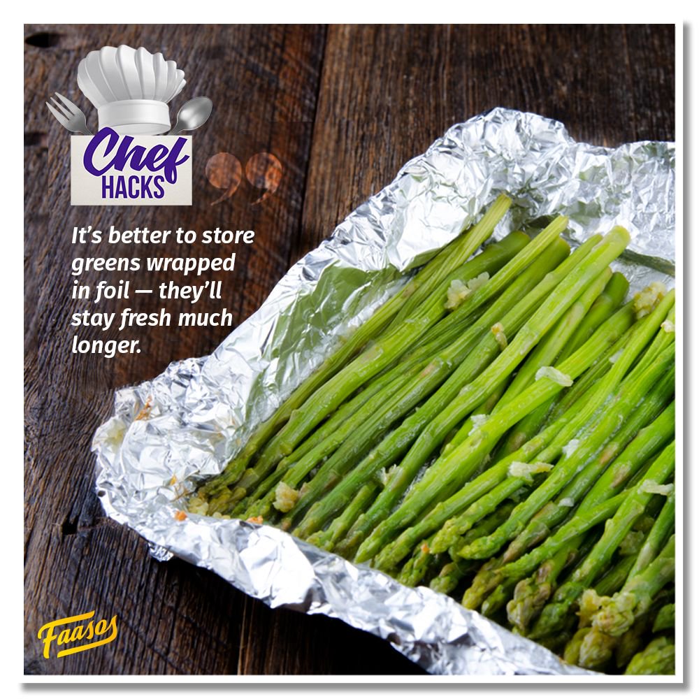 faasos's tweet image. Wrap greens in tin foil before putting it in the fridge - they’ll stay fresh much longer.
Check out this #Chefhack
.
#SundayFunday #SundayCooking #Cheftips #Chefhacks #cheflife #Sunday #sundayvibes #sundayfeels #foodies #delicious #sundayspecial #sundaydinner #garlic #cookingtips