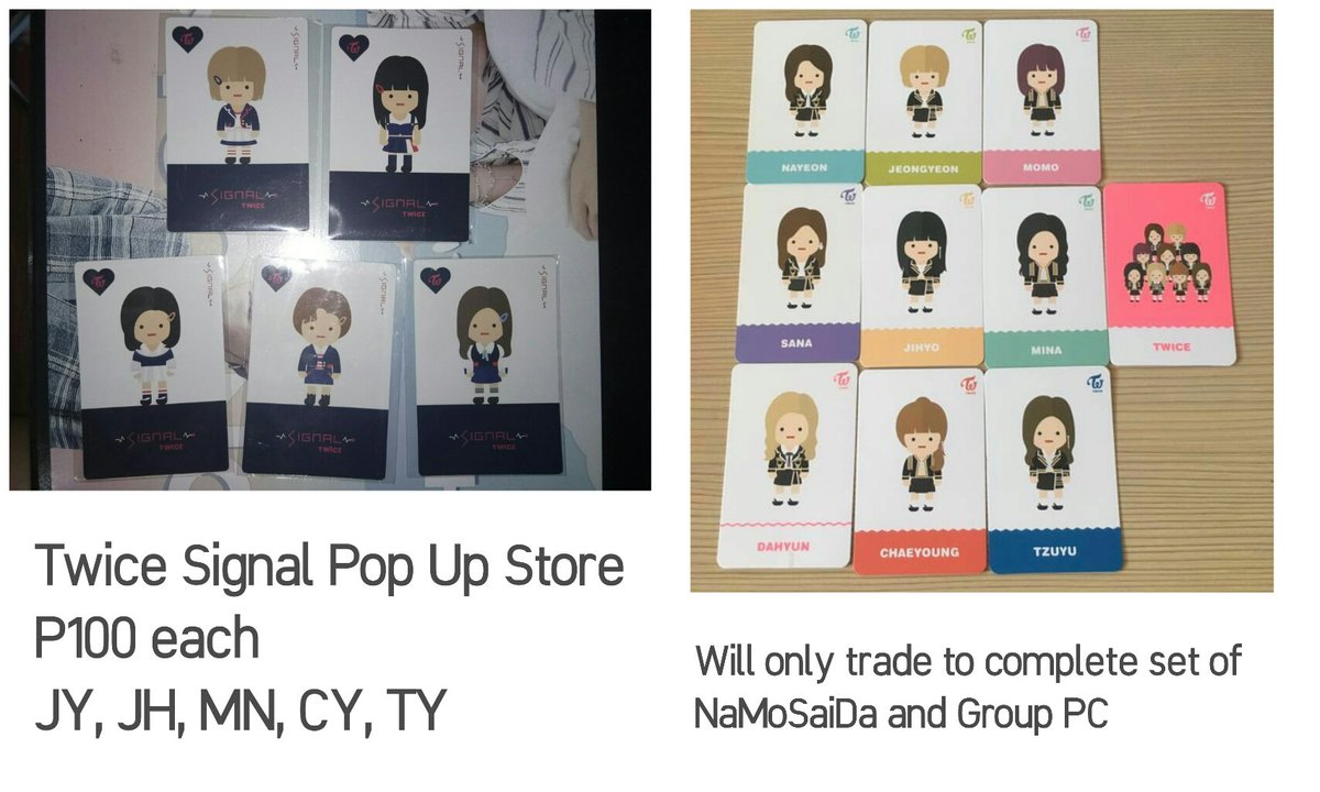 bangtanberryph's tweet photo. WTT/WTS/LFB
Twice Photocards for Trade and Sell to Momo
You can also offer Nayeon, Sana and Dahyun.

Please see photos for details
#twice #twaiis #twicemerch #twicetrades
#fancy #fancyyou #signal #page2 #tsb #merryandhappy #yoy #tyoy  #TWICEPOPUPSTORE #twicetv2018 #whatislove https://t.co/xSZGshju8l