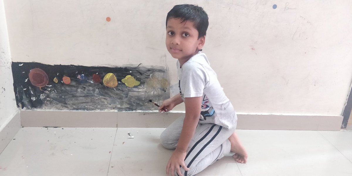aramit01's tweet photo. @akshaykumar after watching #MissionMangal my son Pratap so inspired that he made solar System at wall of Home. Thanks for inspiration https://t.co/kXdiRV5WJf