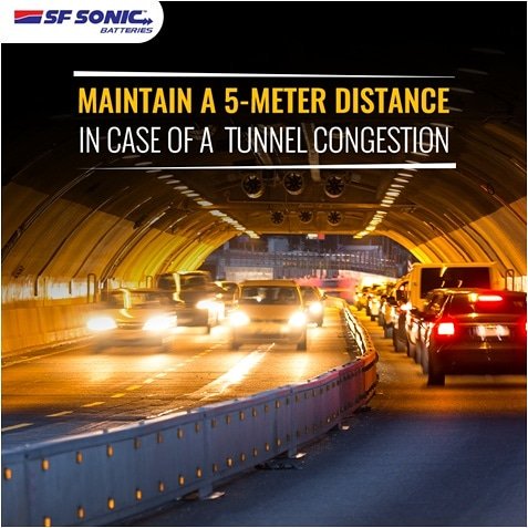 SFBatteries's tweet photo. Accidents can happen inside a tunnel that cause congestion throughout. Avoid overtaking other vehicles and maintain a distance of meters from the congestion responsibly. #SFSonic #PowerWithResponsibility #Monsoon #Resistance https://t.co/QwqKefYUA0