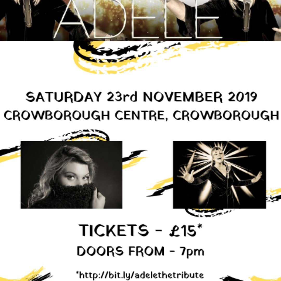 promotionbullet's tweet photo. SATURDAY NOVEMBER 23RD - £15 #ADELETRIBUTENIGHT
The UK's premier #Adele Tribute comes to #Crowborough in #EastSussex for a night of sublime entertainment.
Book your tickets now : https://t.co/434253kDpZ
Please share and RT
#A2Z #EventsinCrowborough #BulletPromotions https://t.co/oQnp2vELG2