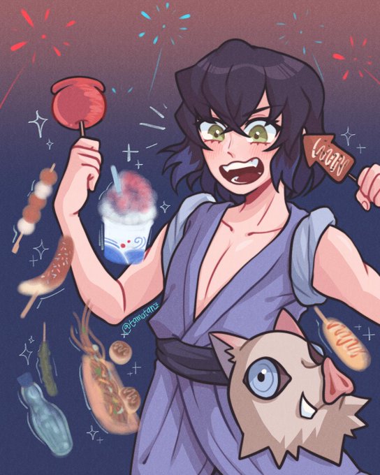 tama 📌 comms!さんがTwitterに投稿した嘴平伊之助(鬼滅の刃)のイラスト。