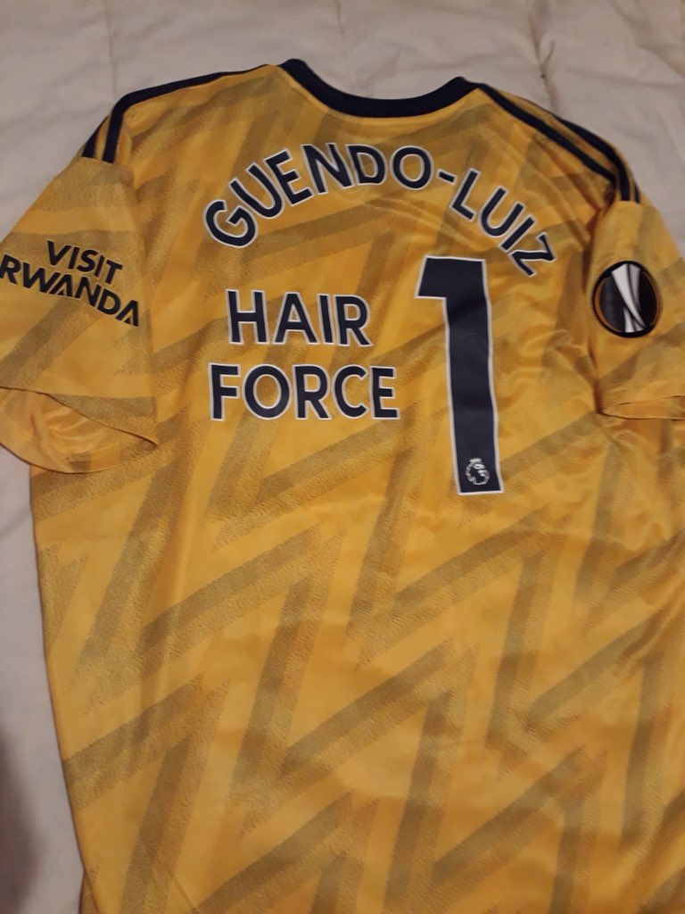 alanjdunkley's tweet photo. @Arsenal @DavidLuiz_4 @MatteoGuendouzi Great performance from the boys yesterday. Here’s my away shirt tribute! Any chance of a like and a signed shirt please boys? 😉 #ARSBUR https://t.co/rYYPB2HcWz