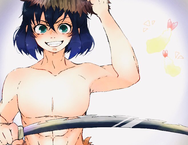 文 唐 (こっちあんま弄らない)さんがTwitterに投稿した嘴平伊之助(鬼滅の刃)のイラスト。