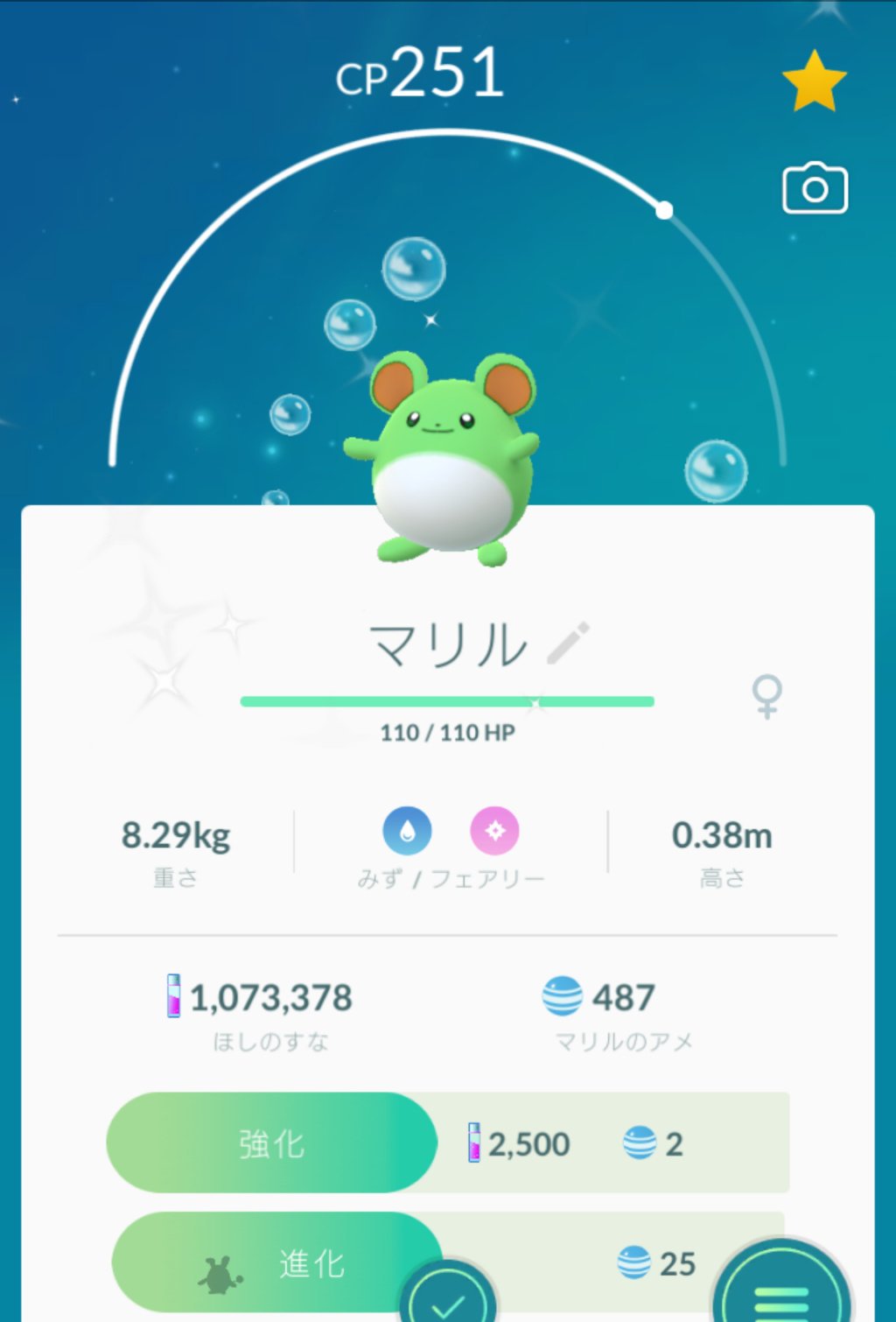 溝口 泰成 フレンドギフト2kmタマゴから 色違いルリリがかえりました 手持ちの色違いルリリが２匹になったので １匹を色違いマリルに進化させました ルリリもマリルもカワイイ ポケモンgo ルリリ マリル 色違いポケモン T Co Wltc35gnba