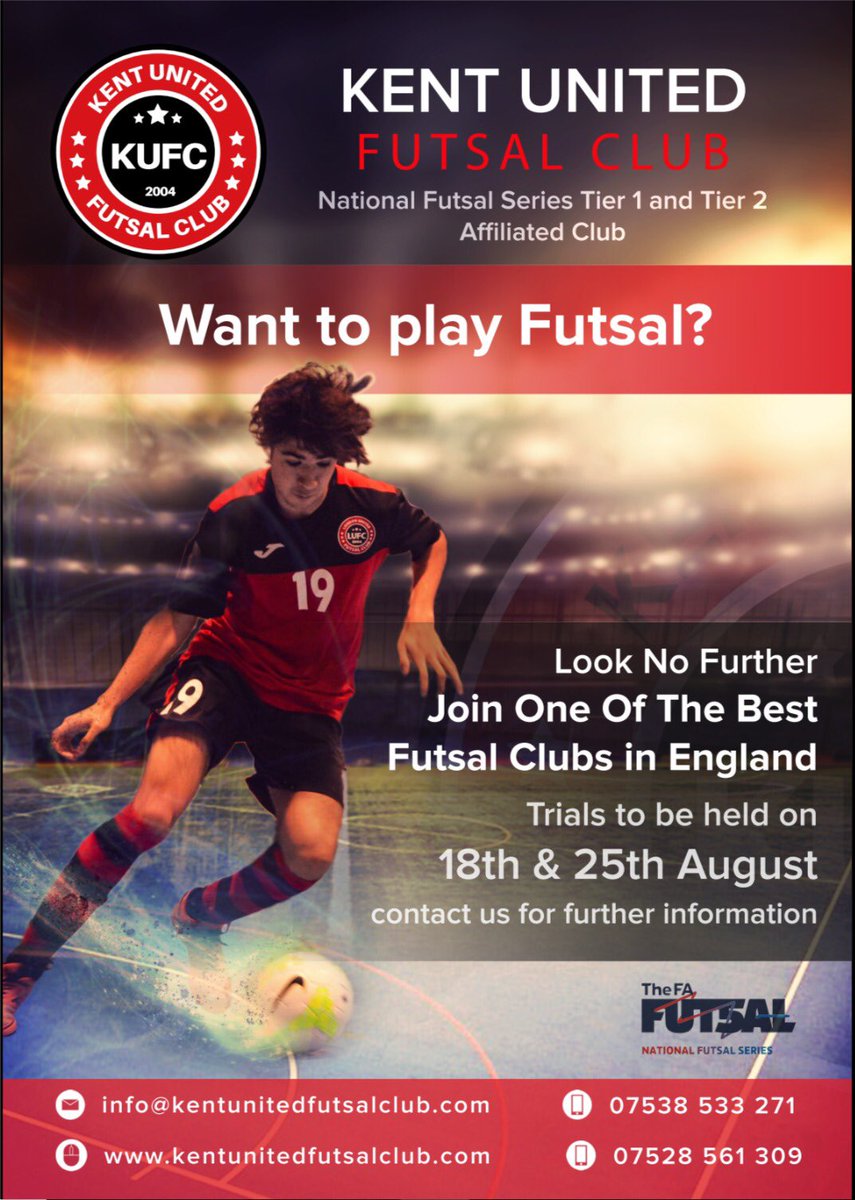 londonutdfutsal's tweet photo. We are holding trials again today and next weekend in Kent.... Have you got what it takes to play top level Futsal? #toplevelfutsal #nfs #NFS #mensfutsal https://t.co/vzEt9WwkgQ